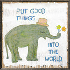 Good Things Elephant  Art Print (Grey Wood)