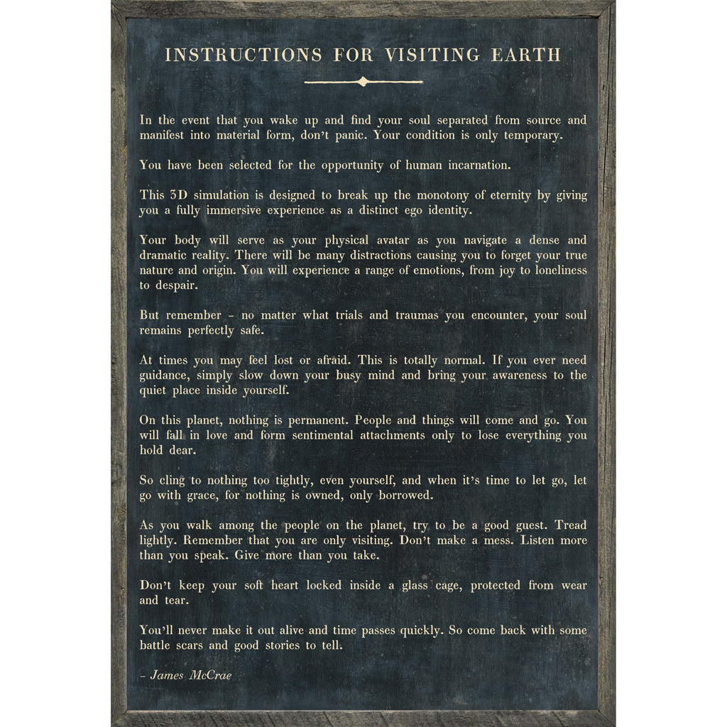 Instructions For Visiting Earth Art Print