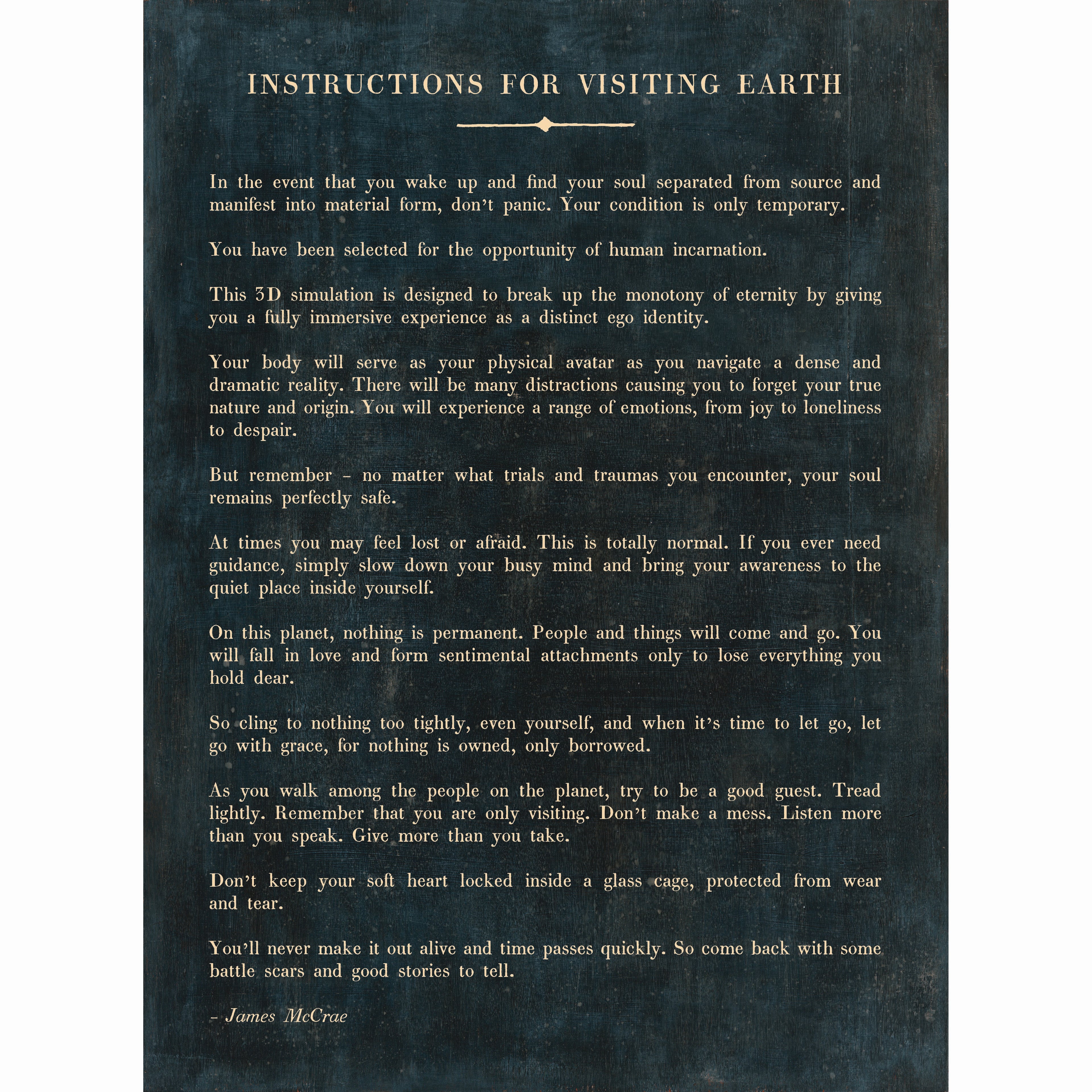 Instructions For Visiting Earth - Poetry Collection