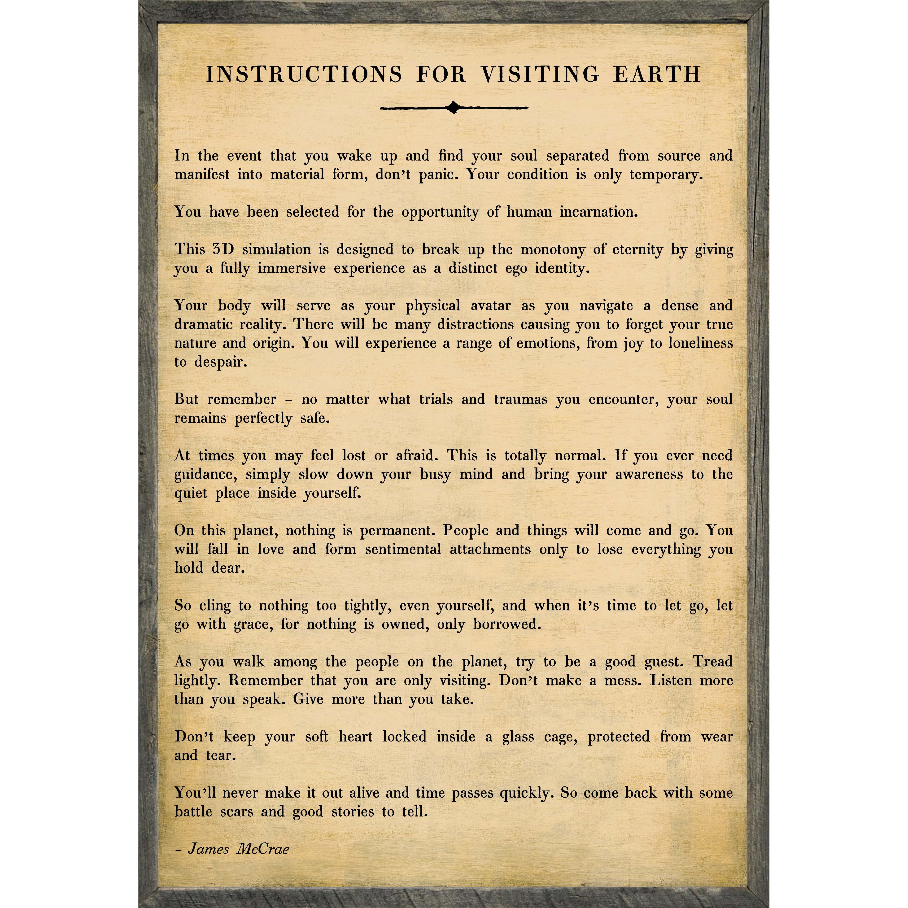 Instructions For Visiting Earth - Poetry Collection