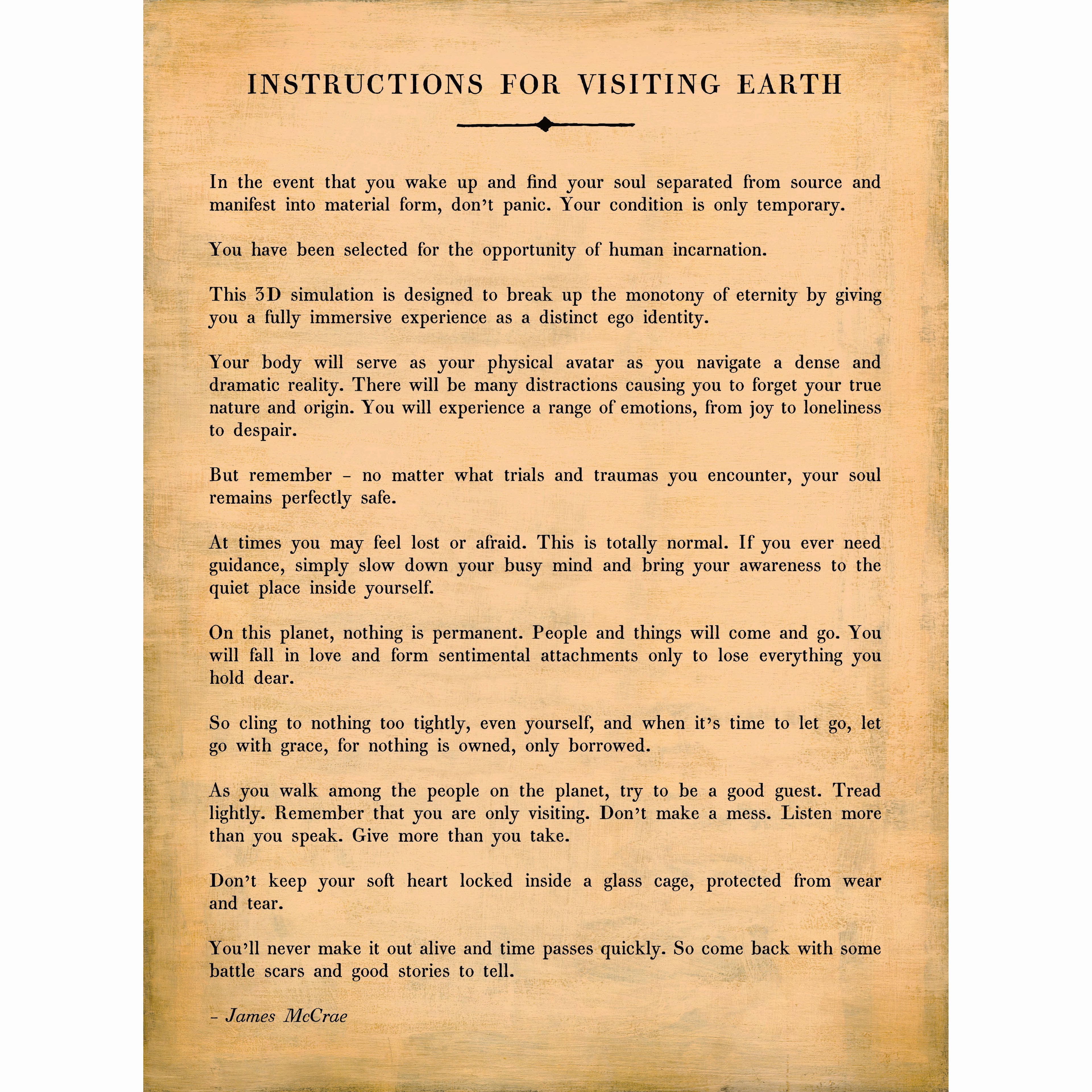 Instructions For Visiting Earth - Poetry Collection