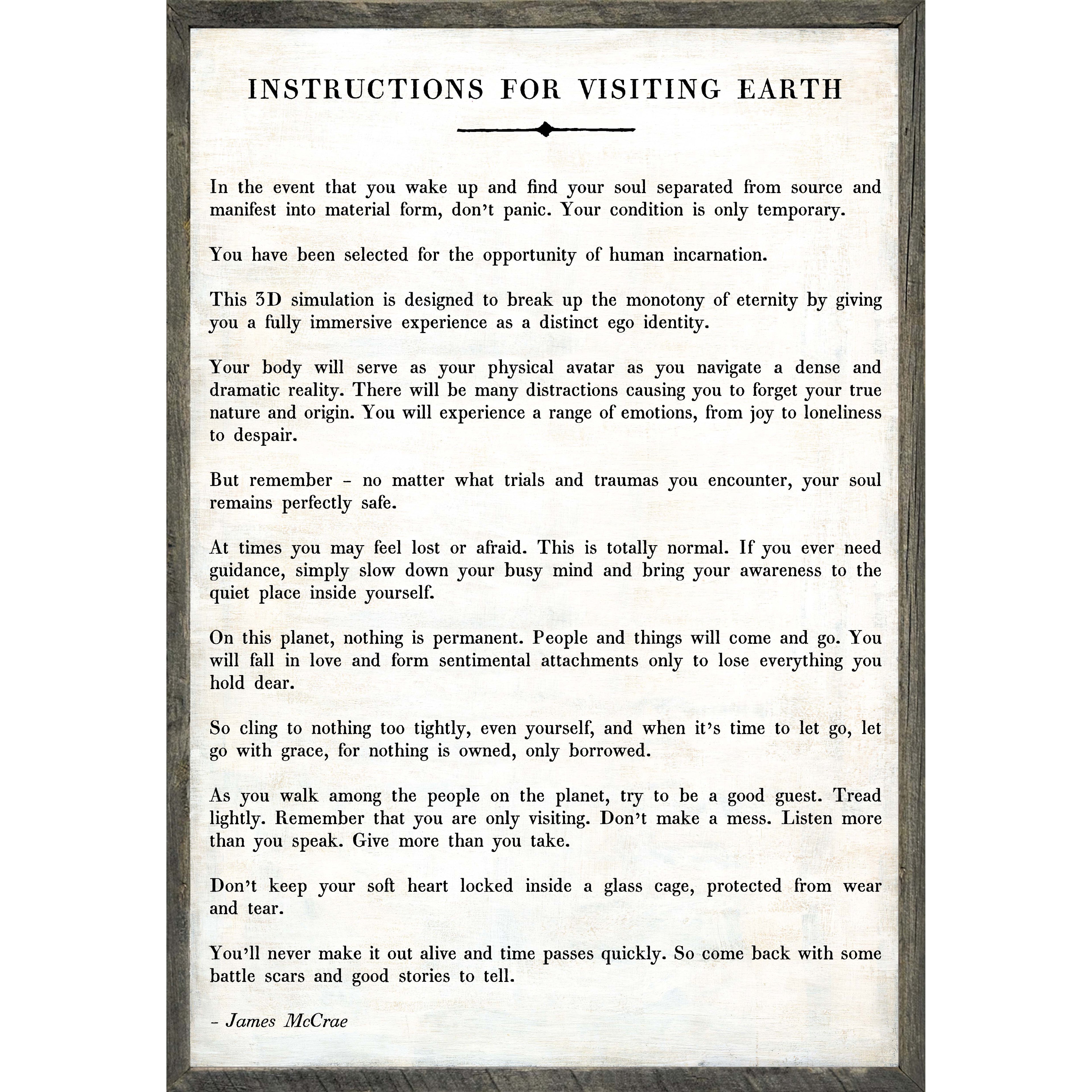 Instructions For Visiting Earth - Poetry Collection