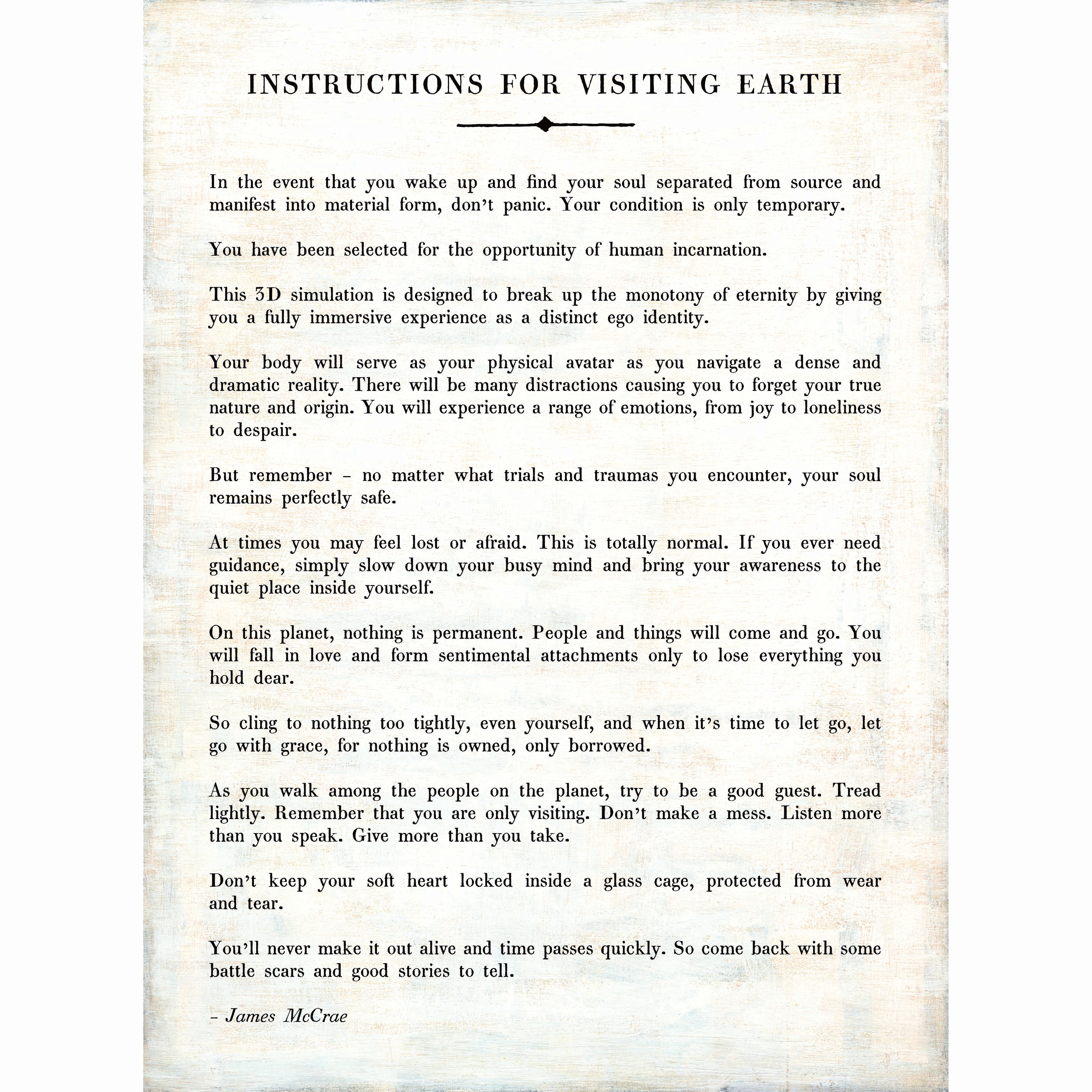 Instructions For Visiting Earth - Poetry Collection