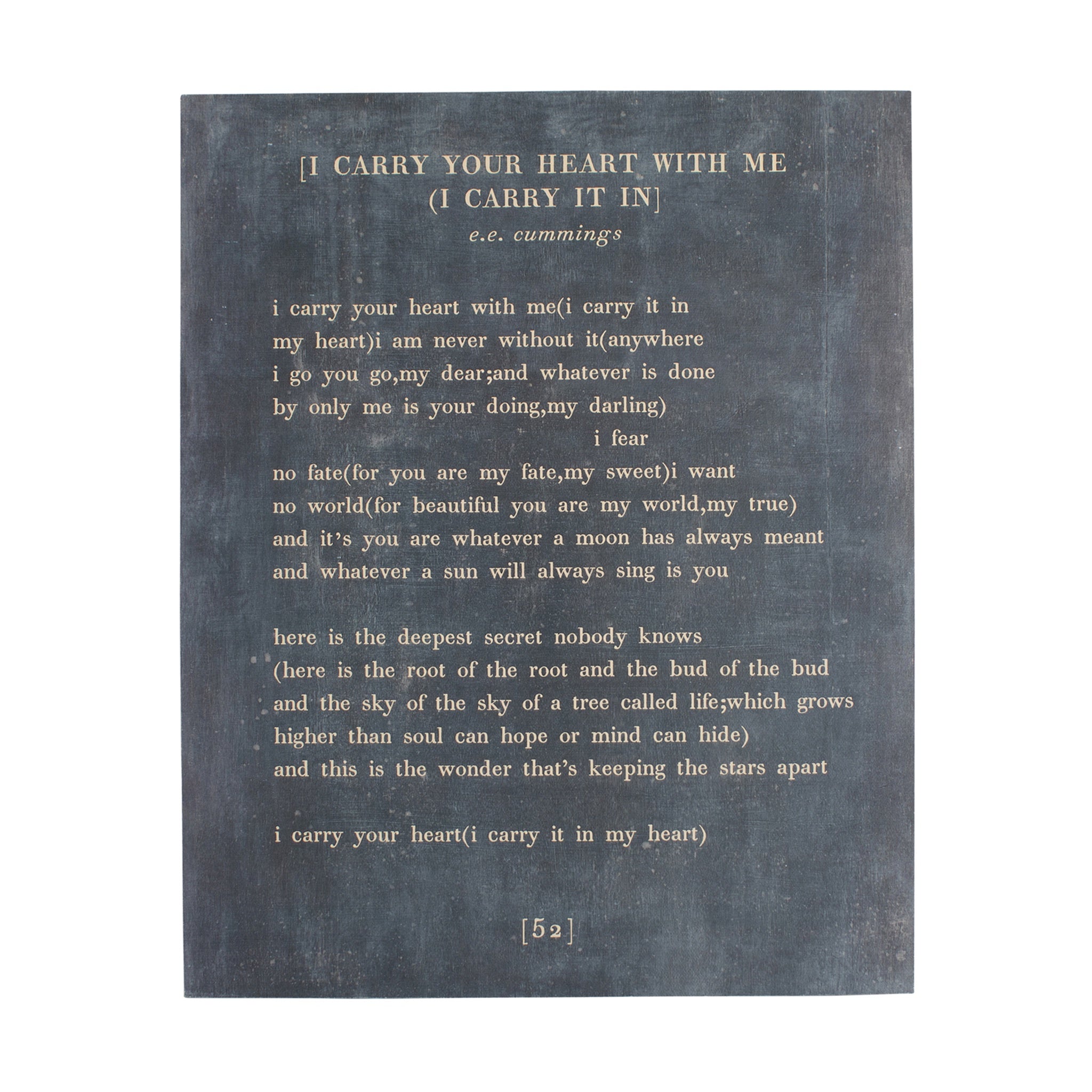 12"x16" I Carry Your Heart (E.E. Cummings) Book Collection Art Poster - Charcoal