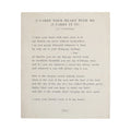 12"x16" I Carry Your Heart (E.E. Cummings) Book Collection Art Poster - Cream