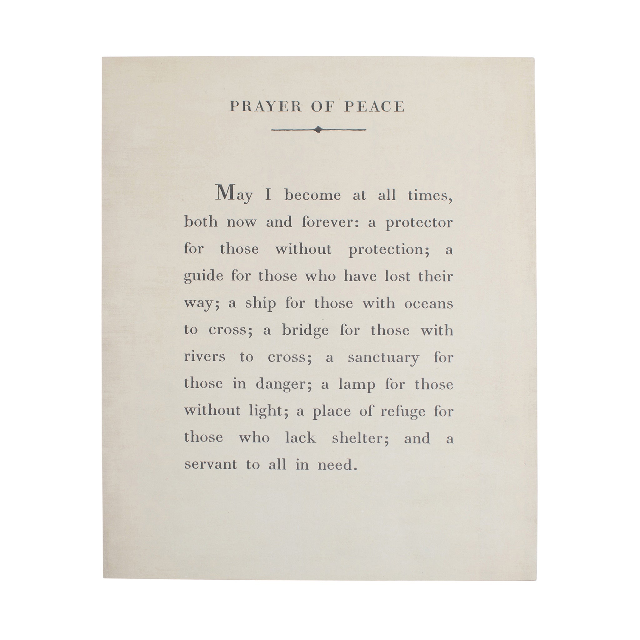 12"x16" Prayer Of Peace Poetry Collection Art Poster - Cream