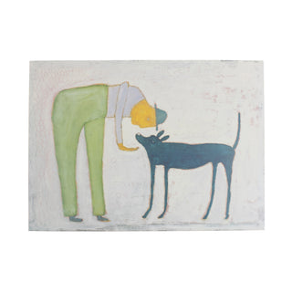 16"x12" Man With Dog Art Poster