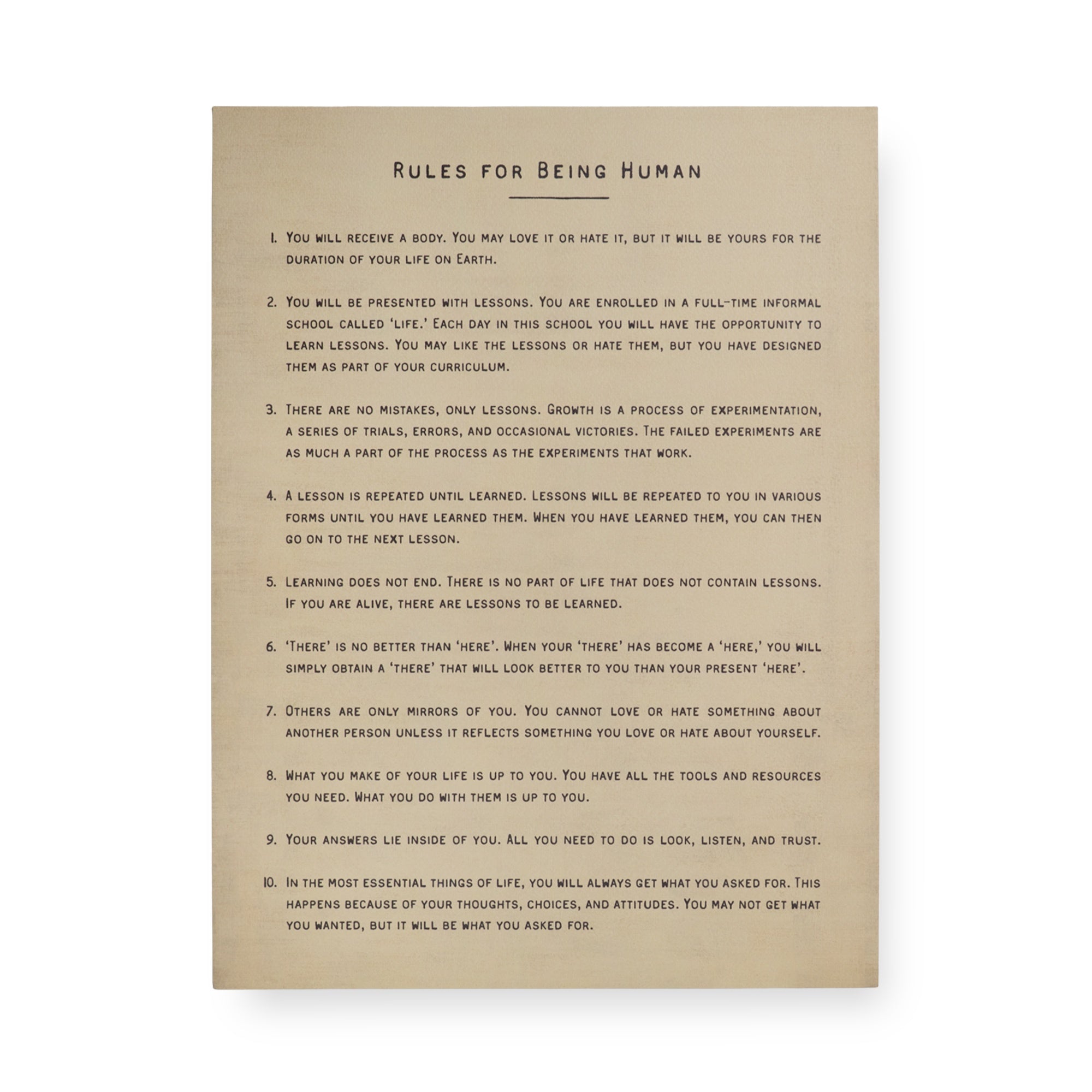 Rules For Being Human Book Collection Art Poster