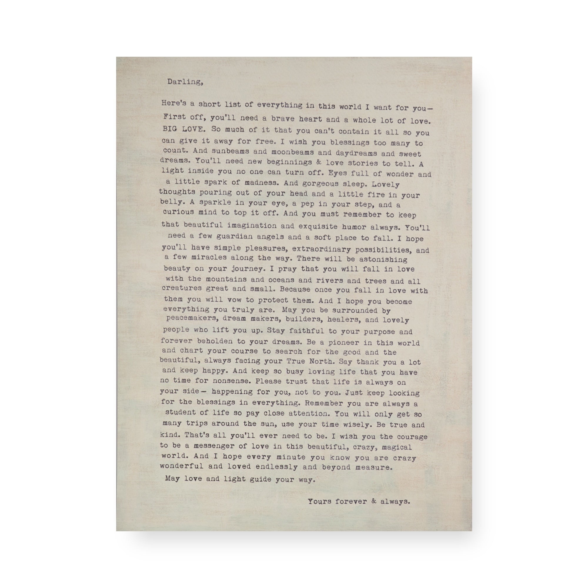 12"x16" Camp Letter  Art Poster-Cream