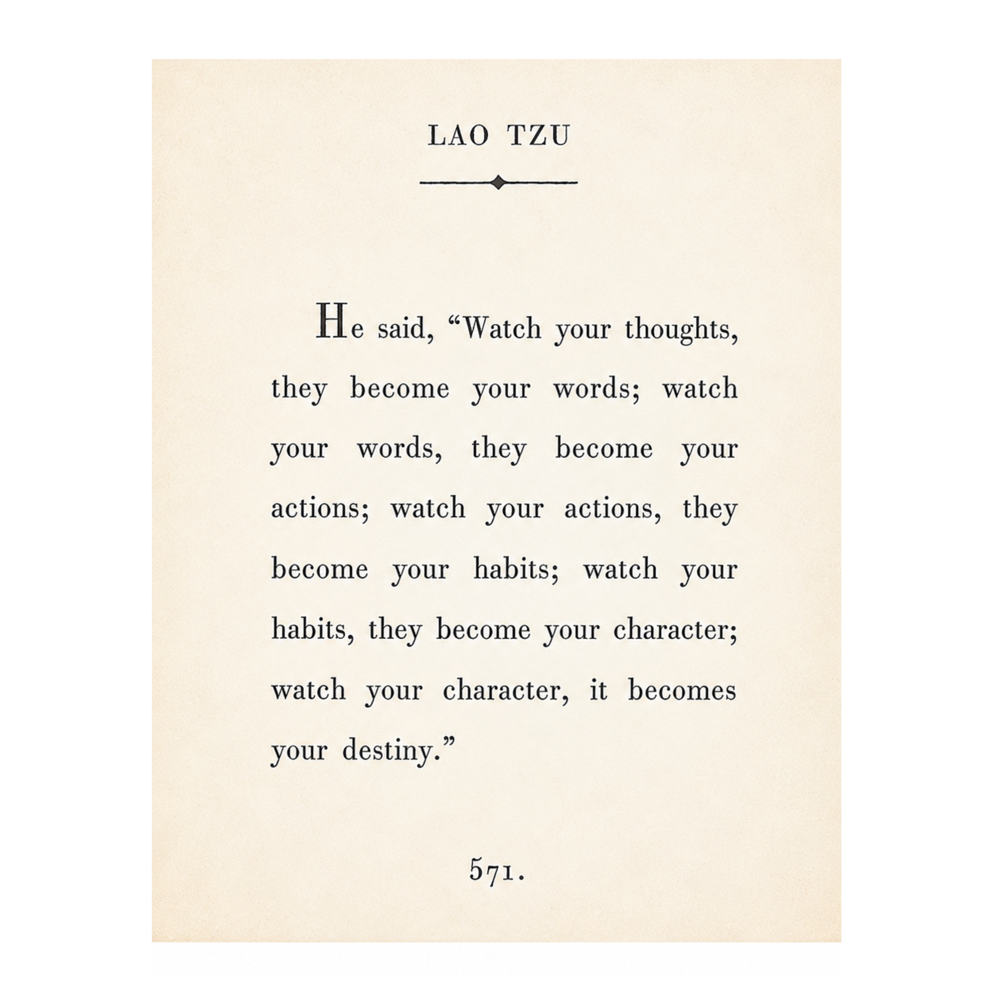 12"x16" Lao Tzu Book Collection Art Poster -Cream
