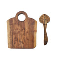 Acacia Wood Charcuterie Board w Mushroom Spreader