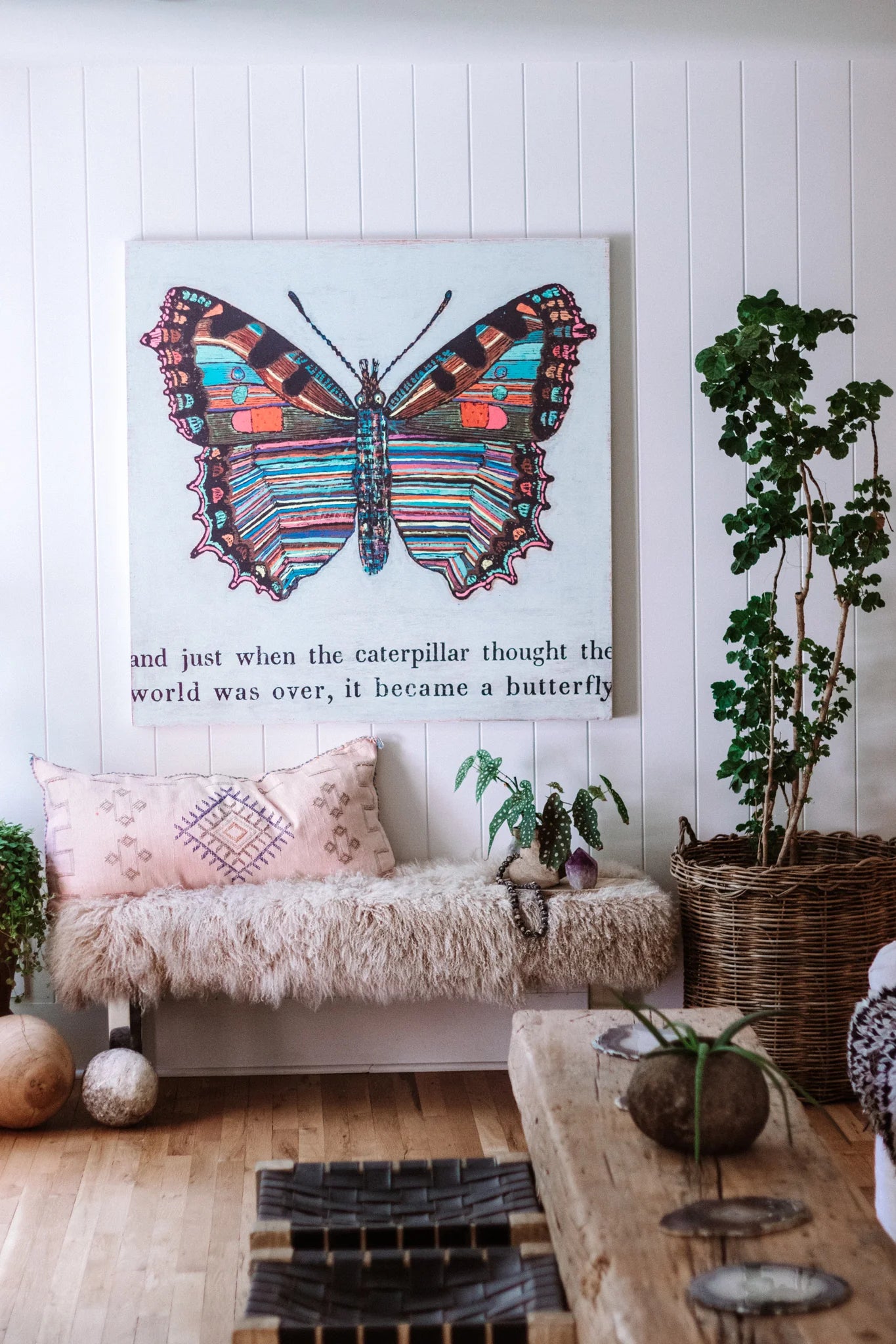 Butterfly (Grey Wood) - Art Print