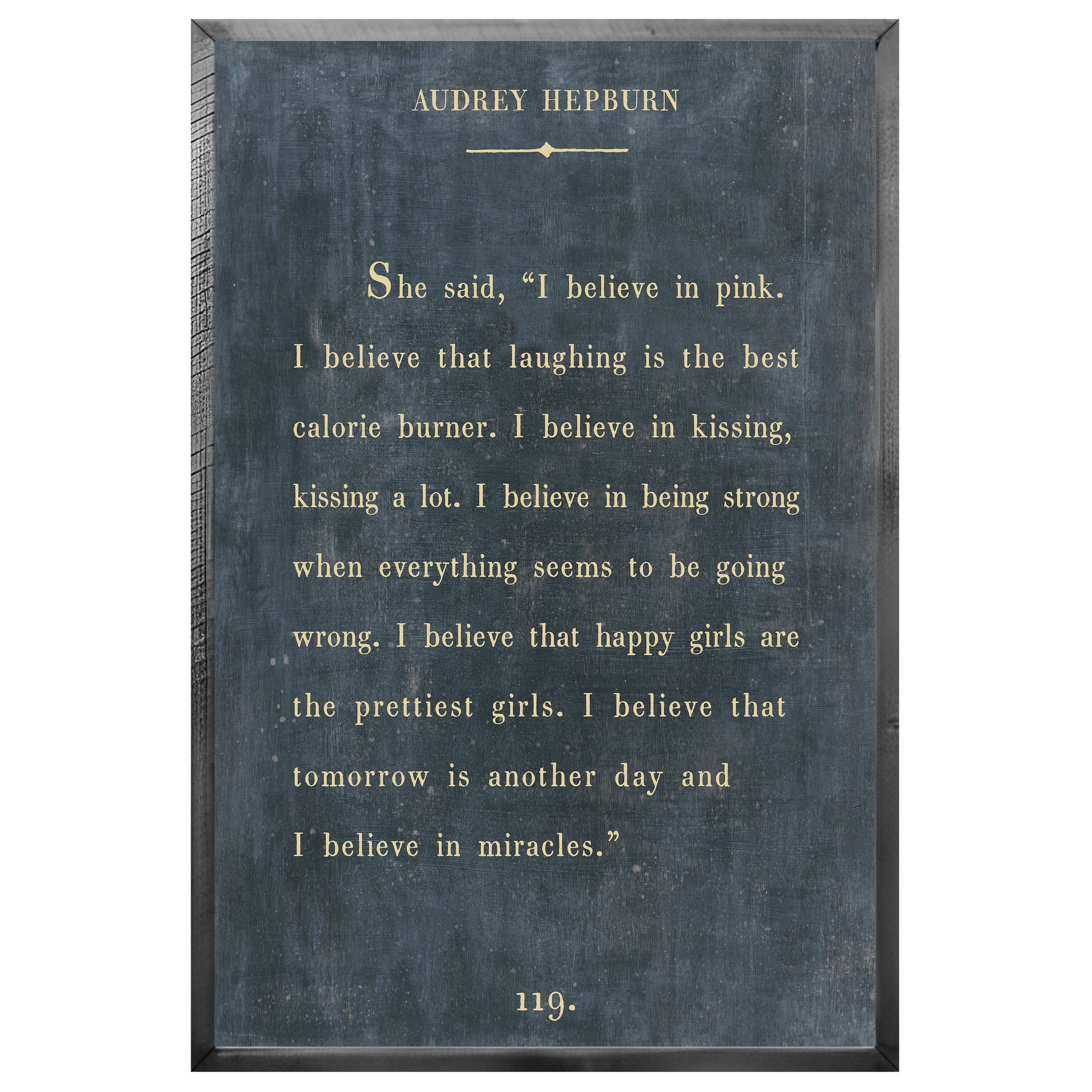 Audrey Hepburn - Book Collection (Grey Wood) - Art Print