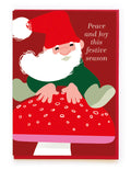 Gnome Jumping Over Mushroom Card