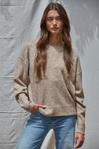 Knit Sweater with Contrast Stitches Detail