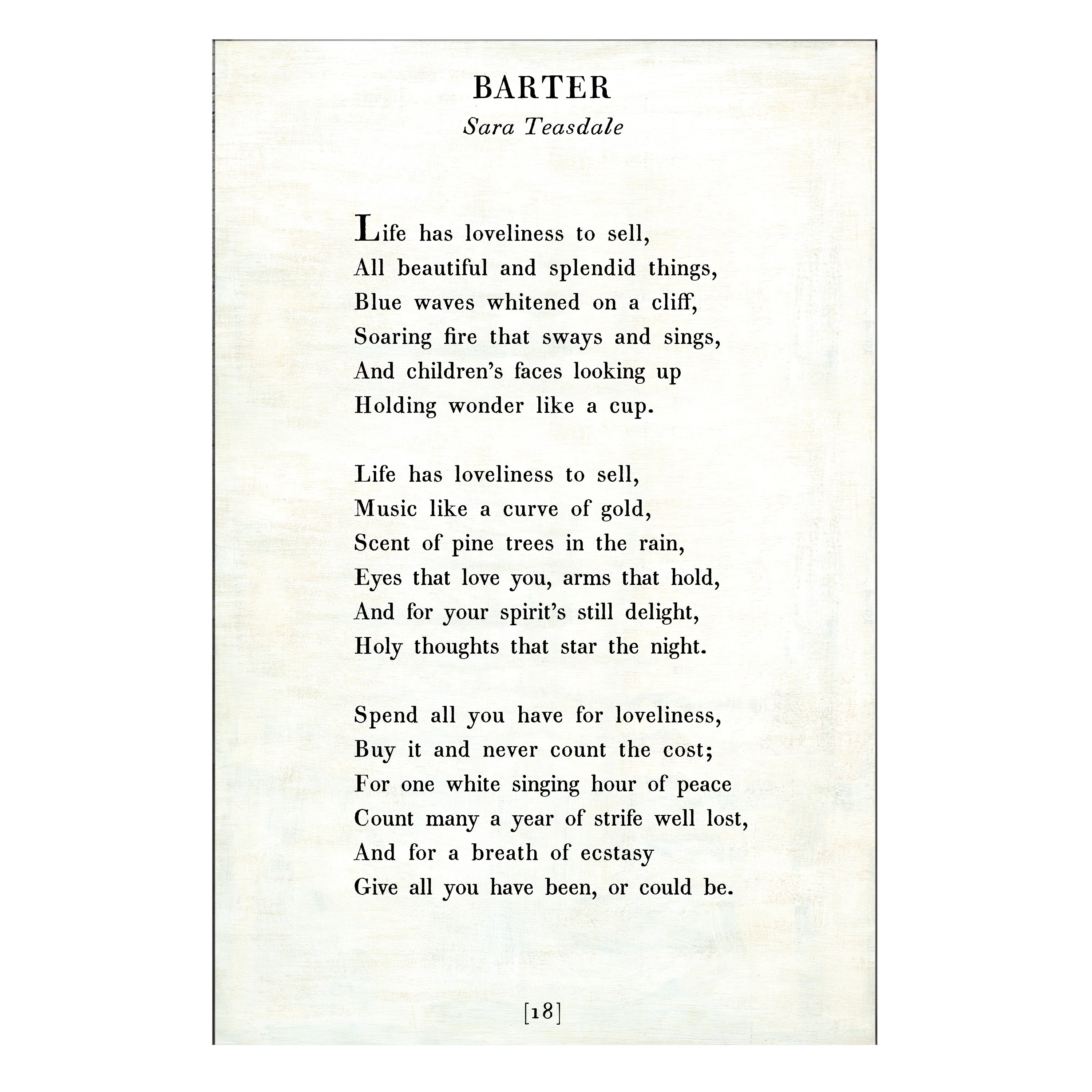 Barter - Poetry Collection - Art Print