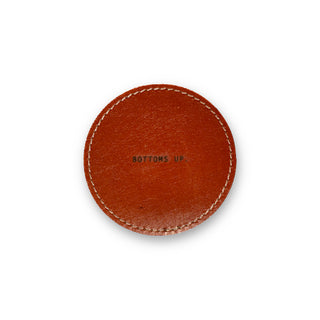 Bottoms Up Leather Coaster in Auburn - 4pcs