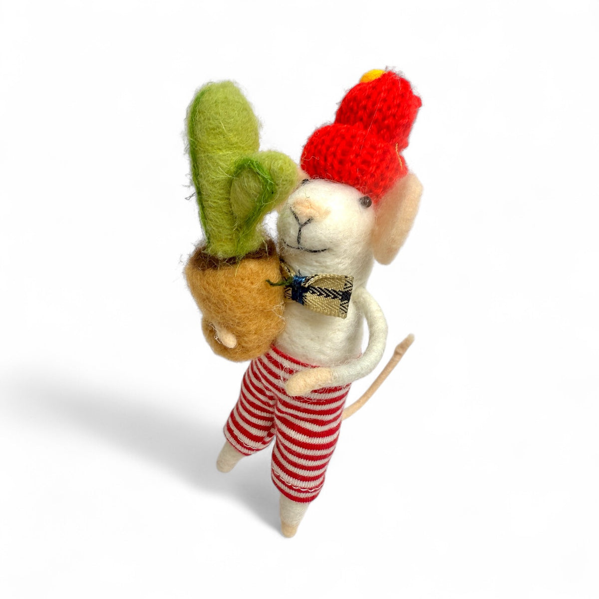 White Mouse with Cactus & Red and White striped pants - City Mice