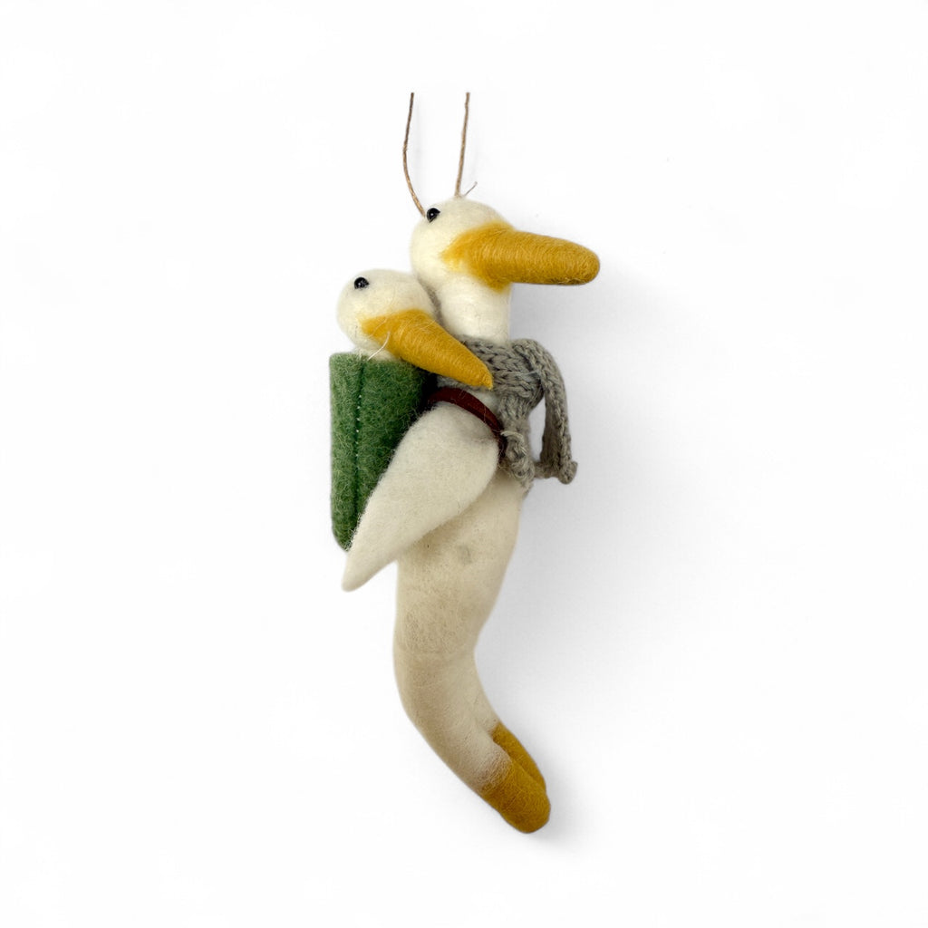 Felt Goose With Baby Ornament