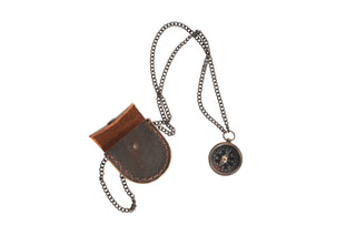 Let Your Heart Be Your Compass Necklace with Leather Pouch
