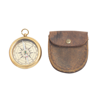 Compass with Leather Pouch