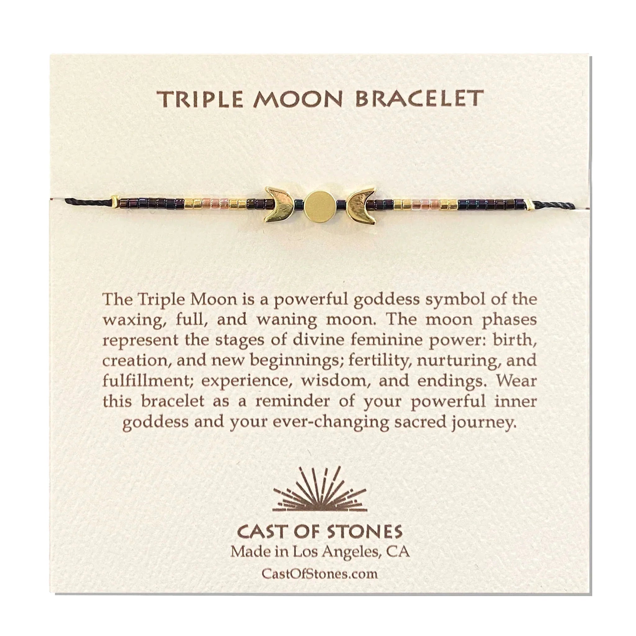 Triple Moon Bracelet - Deep Purple / Gold