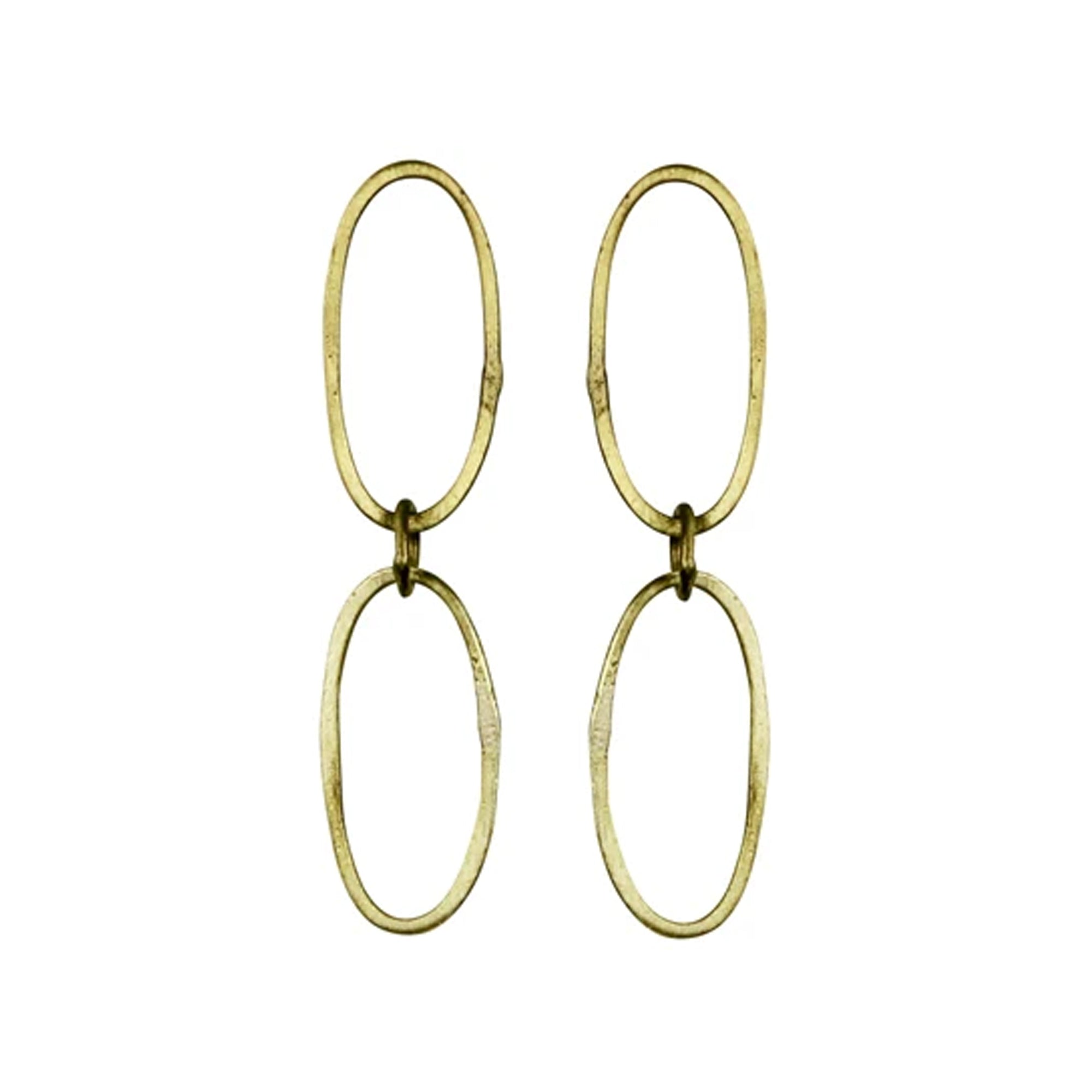 Cenote Chain Earrings - Brass, Oval