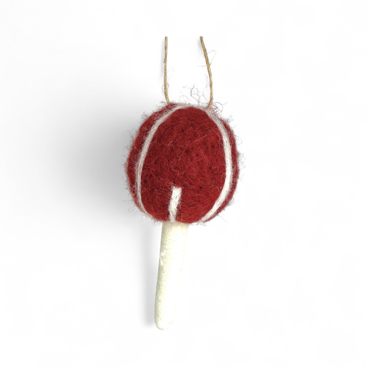 Maroon with White Lines  mushroom - Felt Patch of Mushrooms