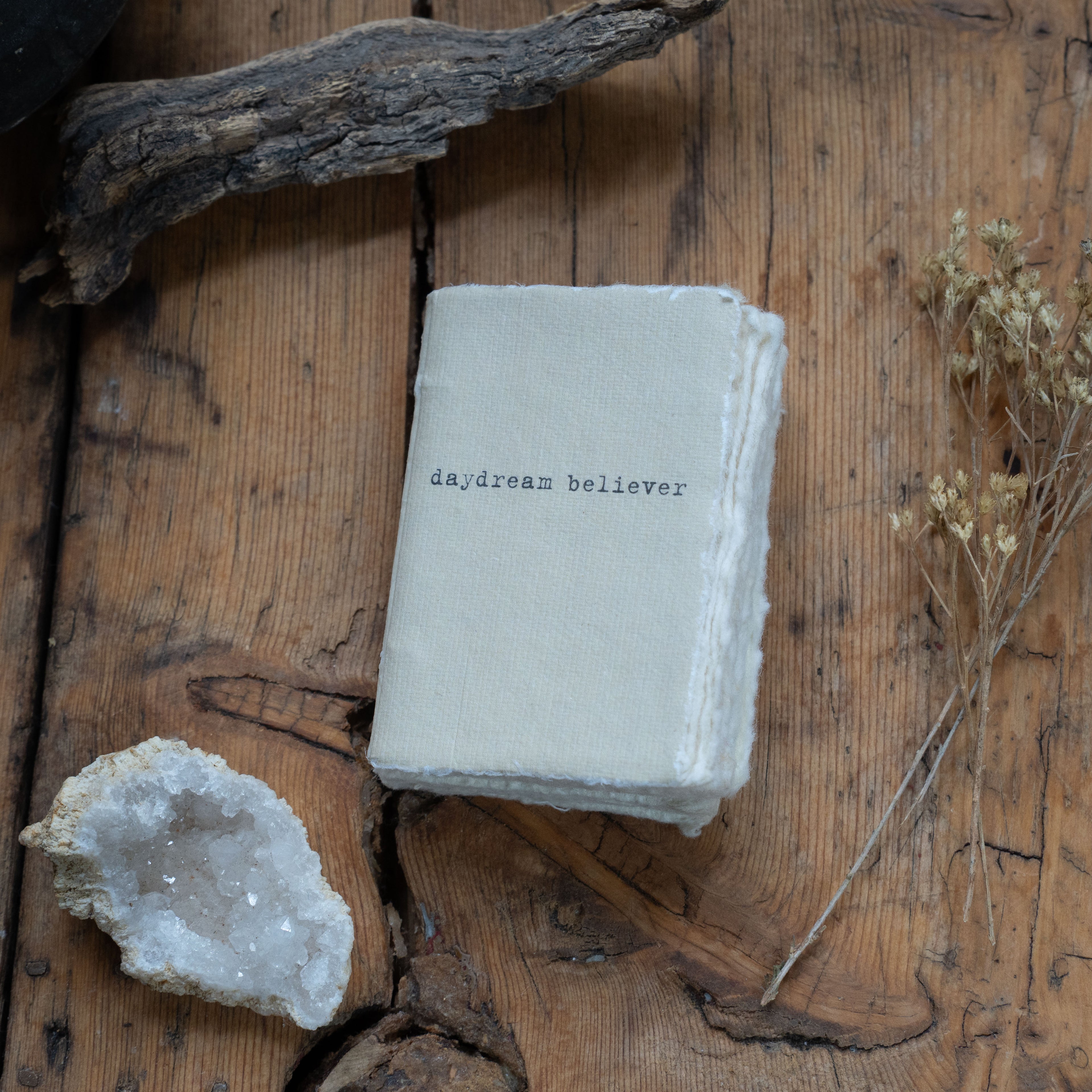 Small Daydream Believer Deckled Edge Notebook 2"x3" - Sand