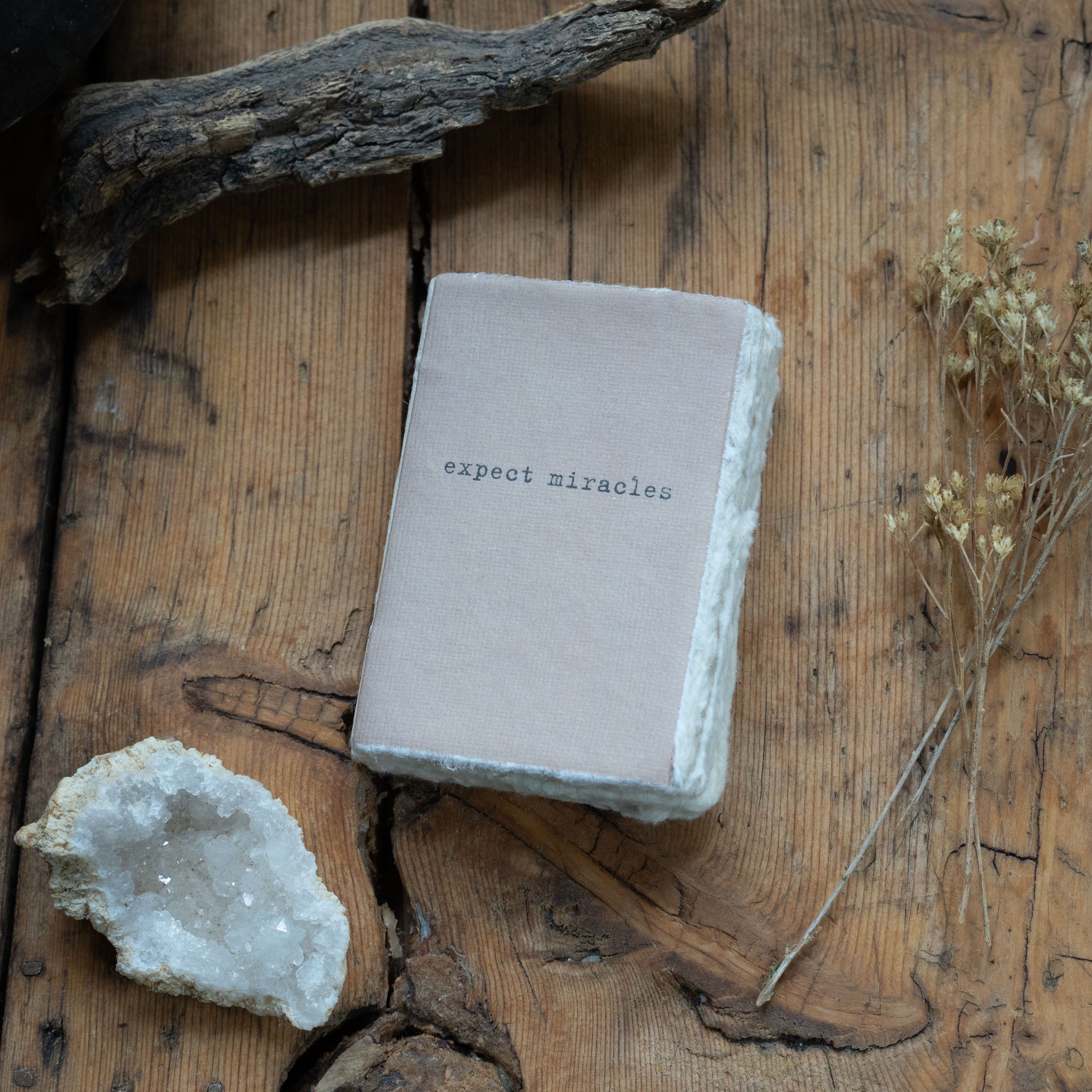 Small Expect Miracles Deckled Edge Notebook 2"x3" - Clay