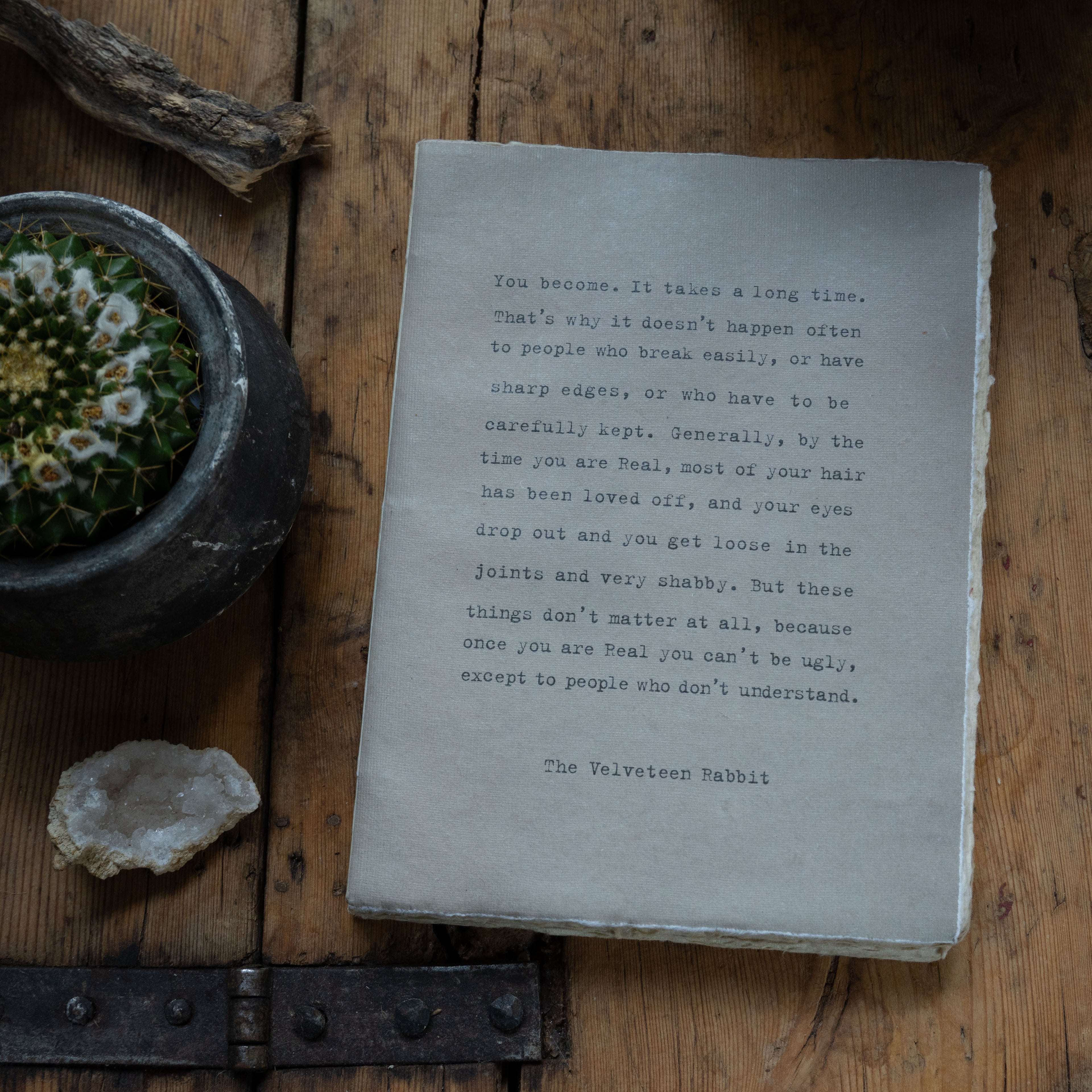 Large Velveteen Rabbit Deckled Edge Notebook 6"x8" - Sage