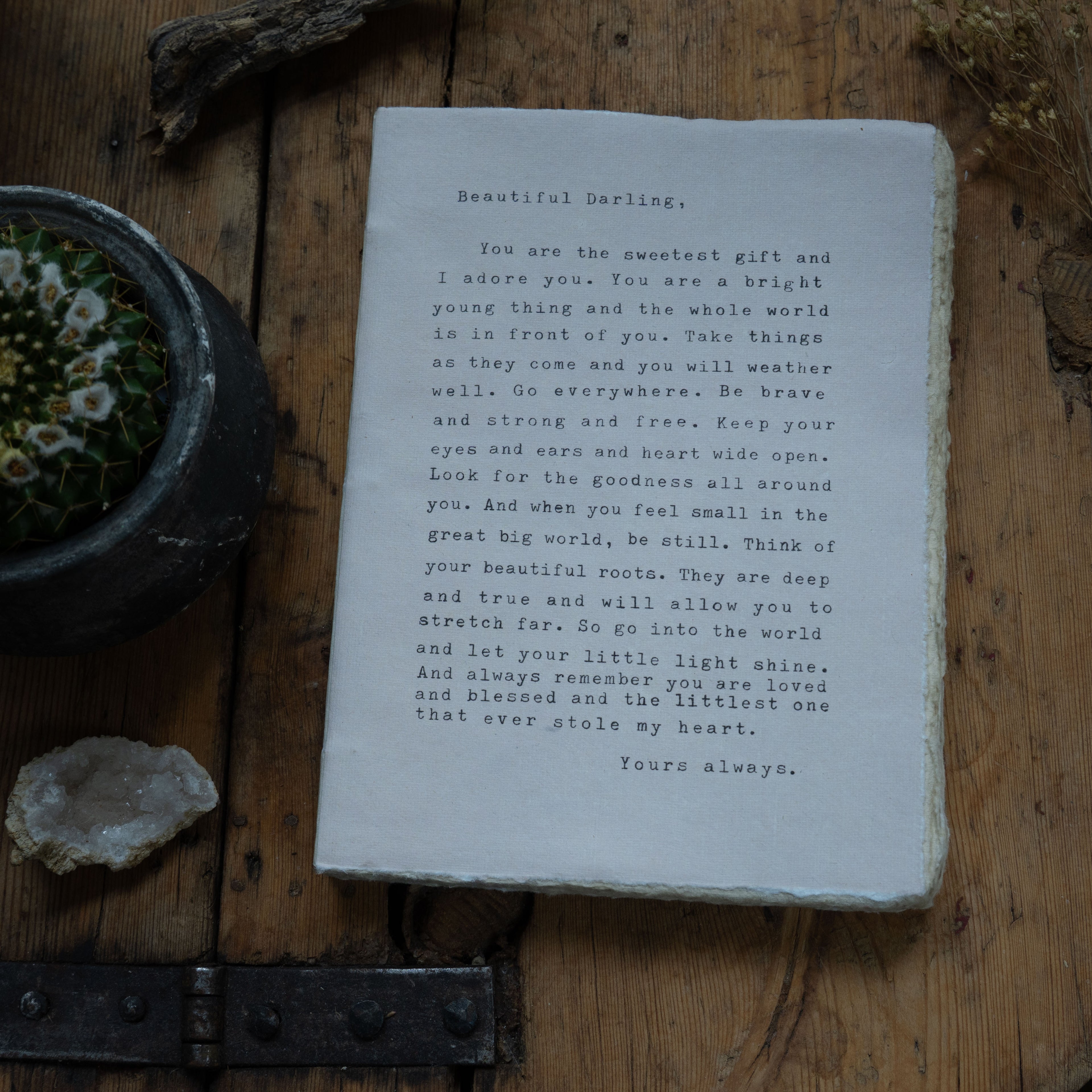 Large Letter For Sophie (Beautiful Darling) Deckled Edge Notebook 6" x 8" - Rose