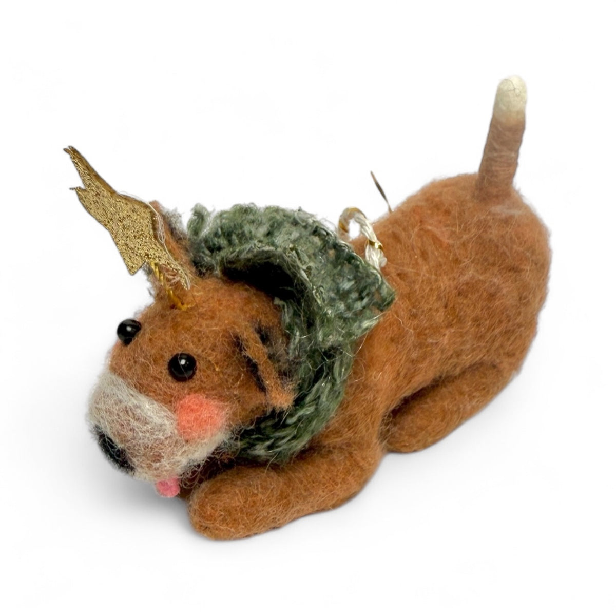 ***Tan & White dog with Green knit scarf- Mutley Crew Collection 2