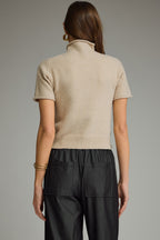 Mock Neck Short Sleeve Top, Oatmeal