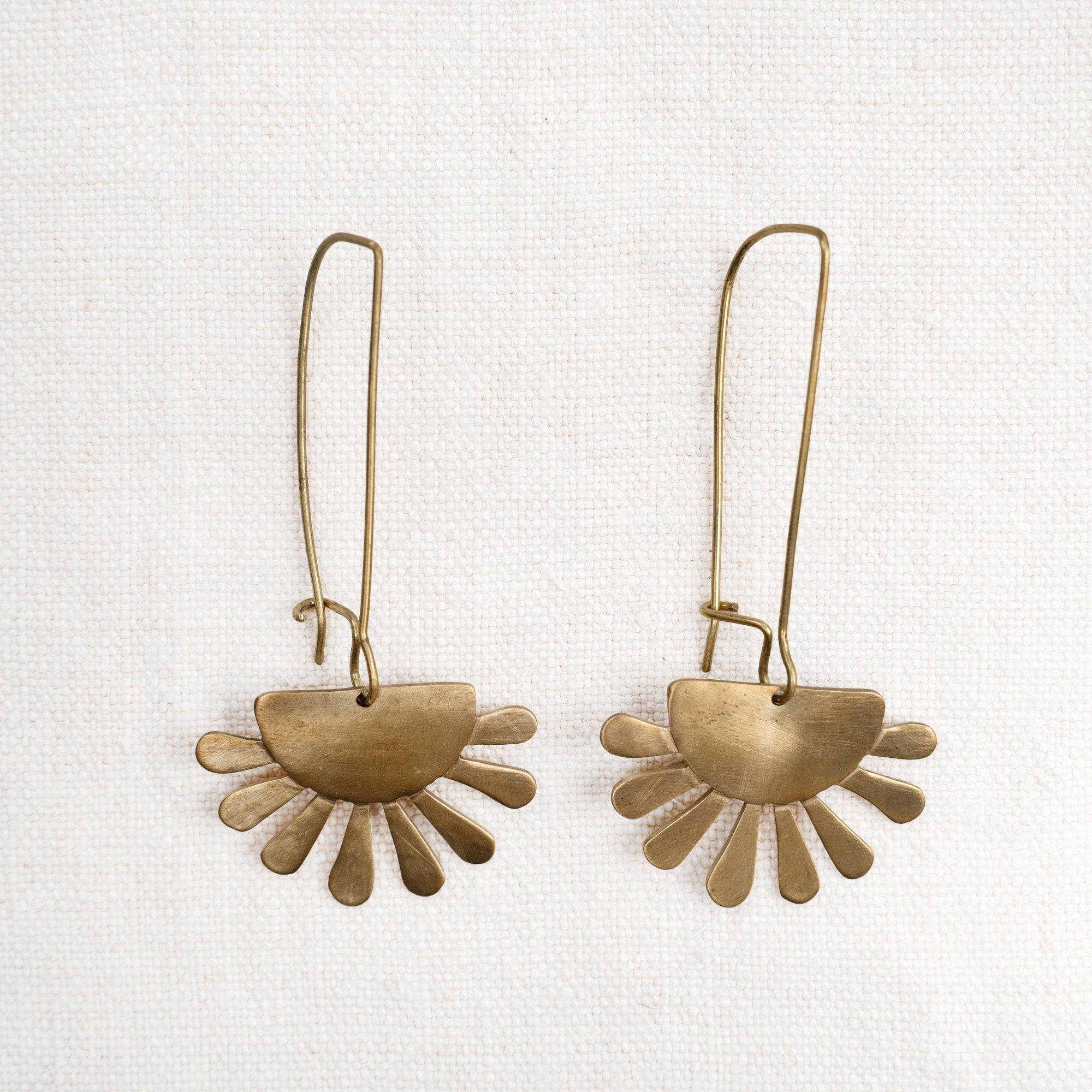 Brass Sun Drop Earrings