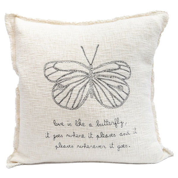 ***Pillow Collection- Embroidered Love Is Like A Butterfly Pillow 24"x24"