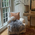 Blush Velvet Pillow With Poms 22x22