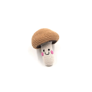 Friendly Stuffed Mushroom Rattle - Brown