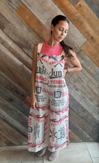 Vintage Print Jumpsuit w/ Straps
