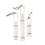 Hanging Glass Tube Vase- Brass