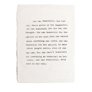 Handmade Paper Print - She Was Beautiful - 12”x16