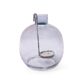 Small Hurricane Votive Tea Light Candle Holder Blue 7" x 8"