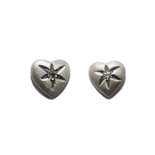 ***Heart Stud Earrings with White Topaz