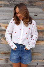 Cherry Embroidered Button Down Shirt