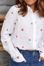Cherry Embroidered Button Down Shirt