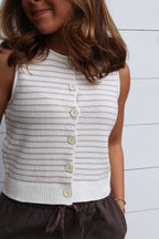 Striped Button Up Vest