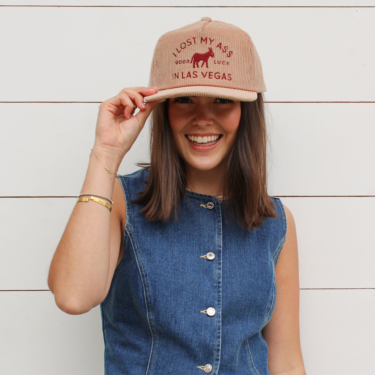 "I Lost My A$$" Corduroy Trucker Hat- Blush