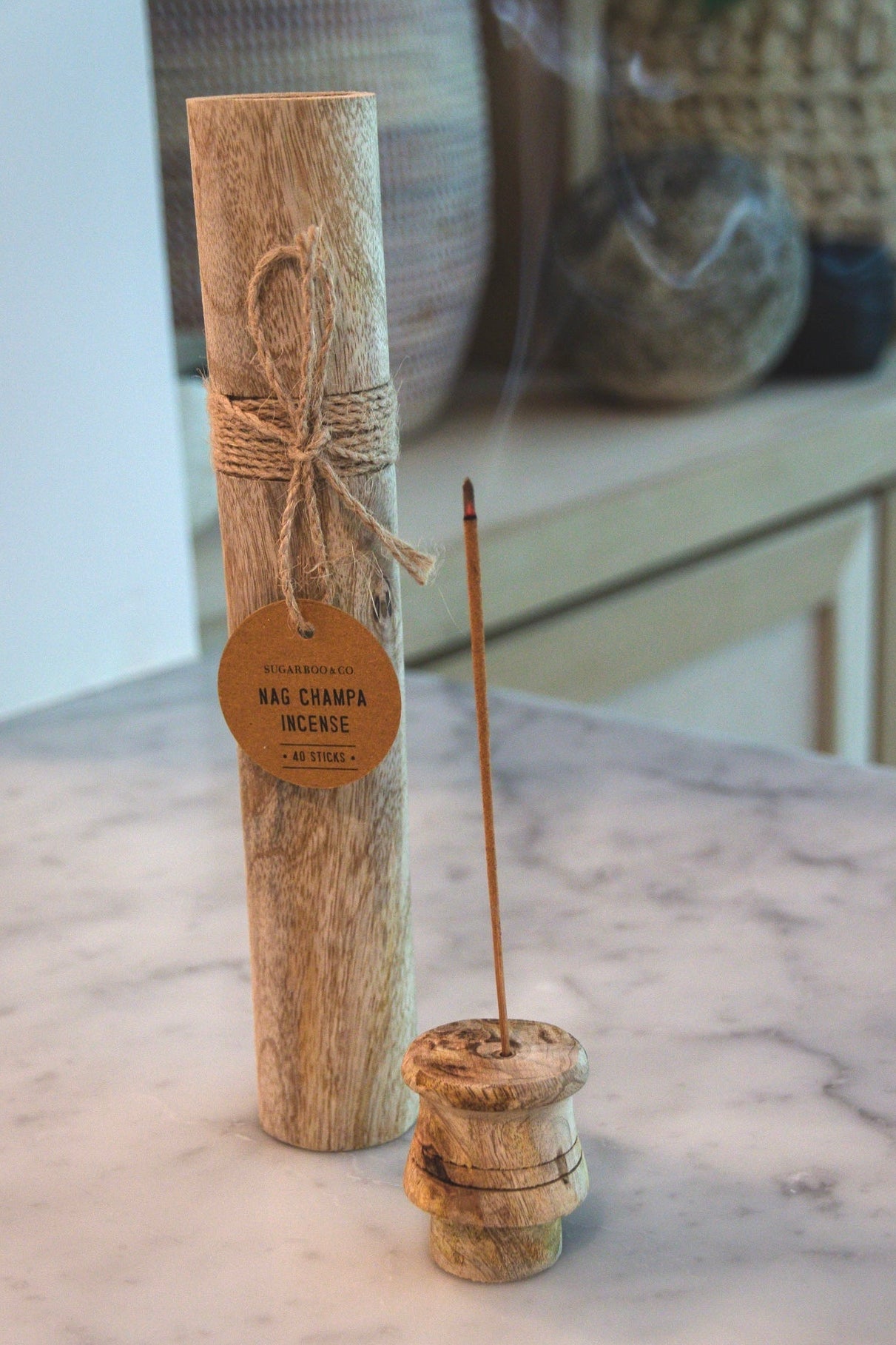 ***Nag Champa Incense in Wood Container - 40 Sticks