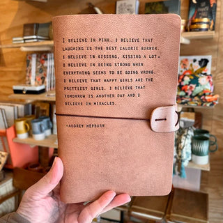 Audrey Hepburn Artisan Leather Journal in Blush - 5.75 x 8.75