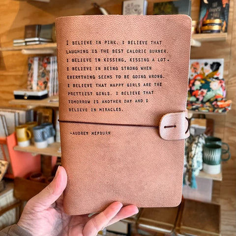 Audrey Hepburn Artisan Leather Journal in Blush - 5.75 x 8.75